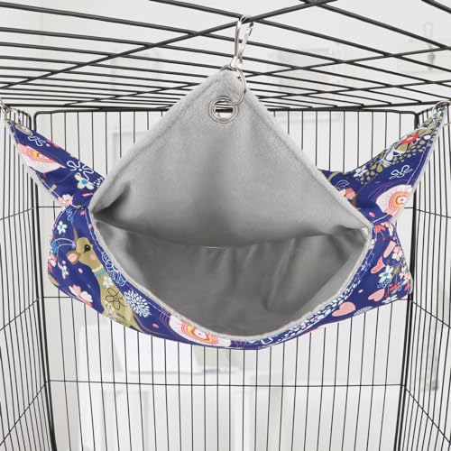Wontee Bird Double Hammock Warm Nest Bed for Parrot Budgie Parakeet Cockatiel Conure Lovebird Hamster Rat Mice Chinchinlla (L) - size: L