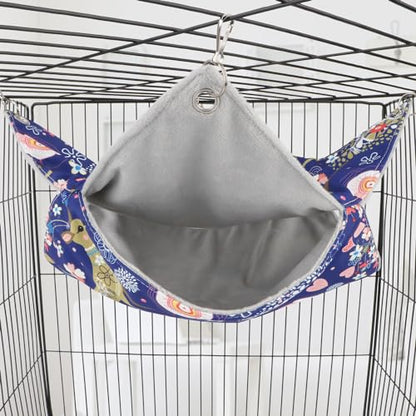Wontee Bird Double Hammock Warm Nest Bed for Parrot Budgie Parakeet Cockatiel Conure Lovebird Hamster Rat Mice Chinchinlla (L) - size: L