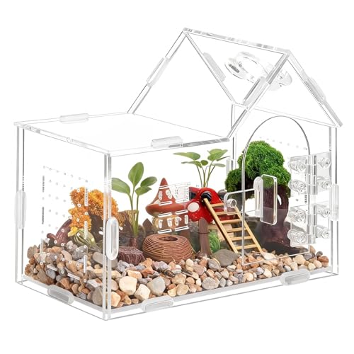 Jumping Spider Enclosure Small Acrylic Spider Cage Insect Terrarium Bug Enclosure Tarantula Enclosure Reptile Terrarium for Snail, Mantis, Lizard, and Small Reptiles - Big House Shape
