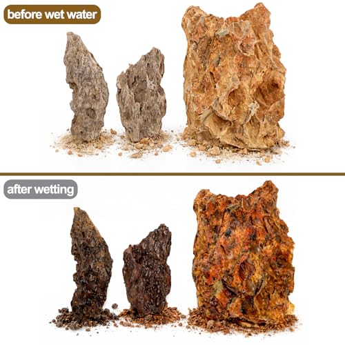 Eorbow 12lbs Natural Dragon Stones, Decorative Aquarium Rocks, Large Fish Tank Rock for Terrariums Aquarium Landscaping Paludariums Reptile Enclosures Bonsai Gardens, Mixed Sizes 6-12 Inches