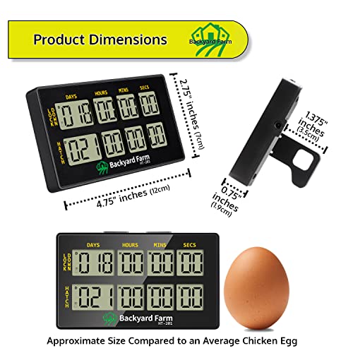 Dual Countdown Egg Incubator Double Timer for Timing Days/Hours/Minutes/Seconds Time Two Events When Incubating & Hatching Chick Quail Bird Duck or Reptile Eggs