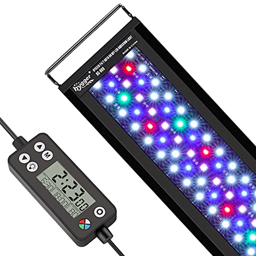 hygger Auto On Off LED Aquarium Light, Full Spectrum Fish Tank Light with LCD Monitor, 24/7 Lighting Cycle, 7 Colors, Adjustable Timer, IP68 Waterproof, 3 Modes for 30"-36" Freshwater Planted Tank - size: 26W (for 30-36 inch tank)