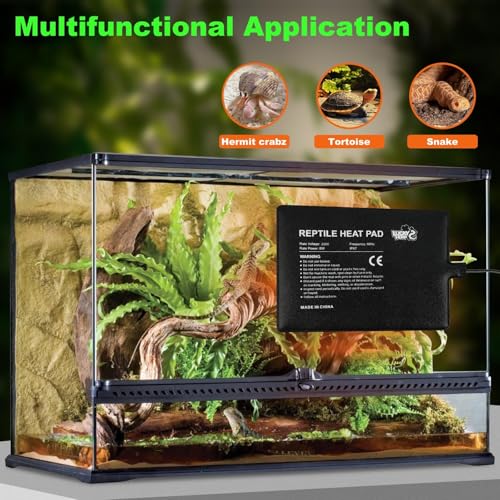 LUCKY HERP Reptile Heat Pad 8x18 Inch 24w, Under Tank Terrarium Heating Pad with Adjust Knob, Reptile Heat Mat for Turtle, Lizard, Hermit Crab, Frog, Snake - size: 8x18 Inch