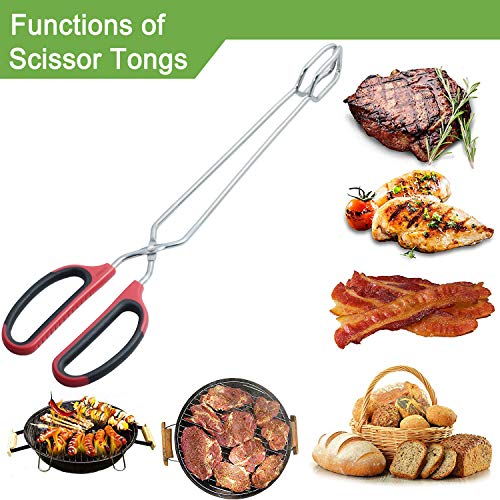 HINMAY Extra Long Scissor Tongs 16" Stainless Steel Barbecue Grilling Tongs - color: Red, size: 16"