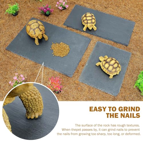 Reptile Basking Platform Tortoise Bearded Dragon Lizard Original Rock Slab,Easy to Grind the Nails,with Non-Slip mats,Natural Food Bowl,Moisturizing Effect (Small) - size: Small