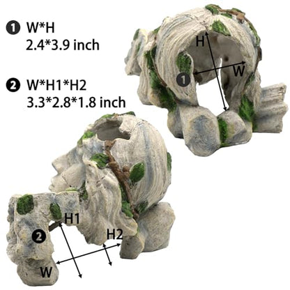 relaqcc Reptile Cave Hideout Tank Accessories Decorations, Aquarium Hideaway Cave Fish Tank Decorations for Amphibians, Betta Fish, Shrimp, Lizards, Leopard Gecko