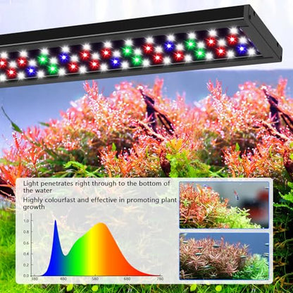 AQQA Full Spectrum Aquarium Light,Fish Tank Lights for Plant Growth Fish Viewing,3 Mode White Blue Red Green LED Beads,Timer,Adjustable Brightness,Extendable Brackets for Freshwater 26W for 32-40inch - size: 26W for 32-40inch