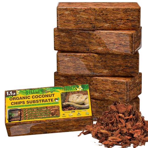 Halatool 6-Pack Natural Coconut Husk for Reptiles, Compressed Coco Chips Substrate for Ball Python Tortoise Gecko Hermit Crab, Odor Absorber & Drainage - color: 6 Pack