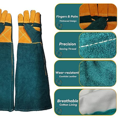 Animal Handling Gloves,23.6" Long Sleeves Gauntlet,Safety Work Gloves,Bite Proof Gloves for Dogs Training