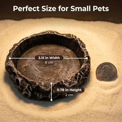 1PCS Leopard Gecko Tank Accessories,Reptile Water Dish & Food Bowl Set with Feeding Tweezers for Leopard Gecko, Lizard, Frog, Snake, Chameleon, Tortoise