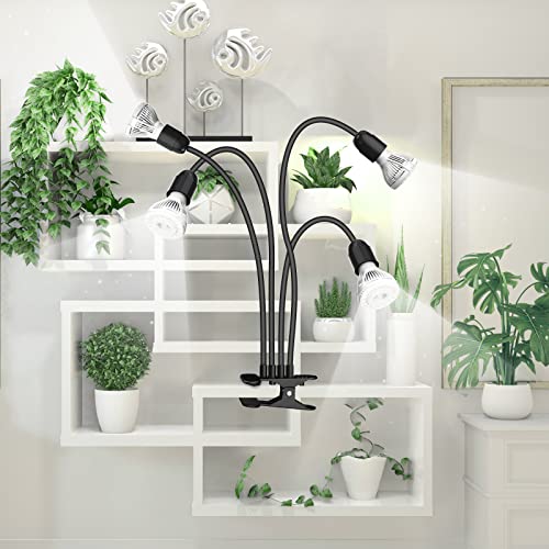 SANSI LED Grow Lights for Indoor Plants, 600W Full Spectrum Gooseneck Clamp Grow Lamp, 40W Power Plant Light with High PPFD for Seeding, Lifetime Free Bulb Replacement Plant Lights for Indoor, 4 Head - size: 4 Head 1 Pack
