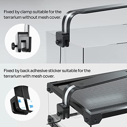 REPTI ZOO 5W Reptile Terrarium Light Fixture, Day and Night LED Clip Light for Reptile Tank, Full Spectrum White Bule Red Lights, 7 Light Modes Clamp Lamp