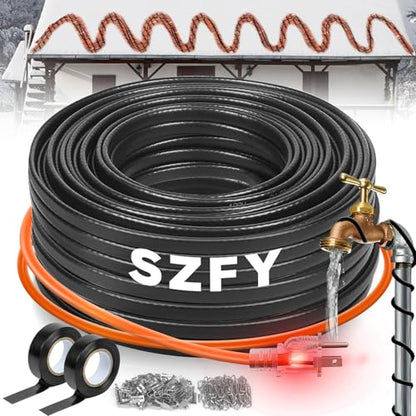 80FT Heat Tape for Water Pipes, -40°F Deicing Cable,Pipe Heating Cables for Roof,Gutter，Farm，Freeze Protetion Heat Trace Cable, Heated Water Hose,Plumbing Fixtures,120V 5W/FT - size: 79FT