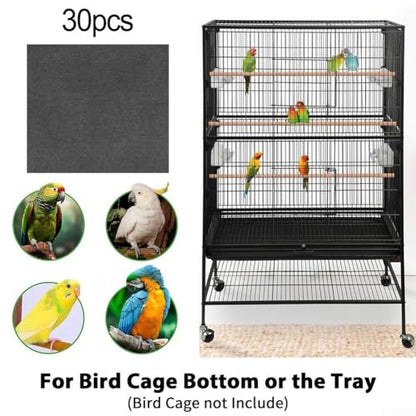 Disposable Bird Cage Liners 30 Pack 20x18 Inches 1mm Thick Felt Mesh Odorless Easy Clean Cuttable Reptile Hamster Guinea Pig Parrot Conure Cockatiel Rabbits Small Animal Cage Pads(gray) - color: gray