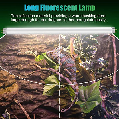 T8 Rainforest Terrarium Fluorescent Lamp Tube 18" Full Spectrum UVB Bulb, UVA/UVB 5.0 Reptile Light for Reptiles and Amphibian, 15 Watt, 110V