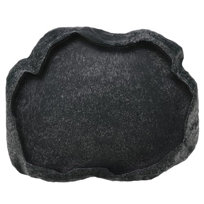 Tortoise Water Bowl - Reptile Water Food Dish Medium - Shallow Rock Reptile Feeder - Pet Aquarium Ornament Terrarium Dish Plate for Feeding Water Tortoise Lizard, 7.1 * 5.5 * 0.8in
