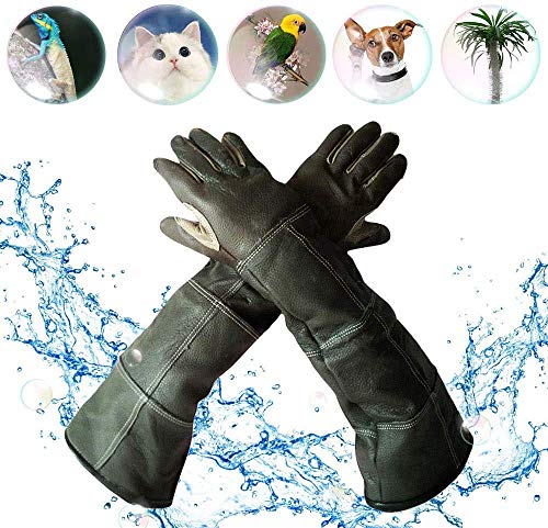 YBB Waterproof Animal Handling Gloves, Anti-Scratch/Bite Protective Long Gloves for Pet Cat Bathing Dog Bird(M) - color: Palm Width 5" for Men