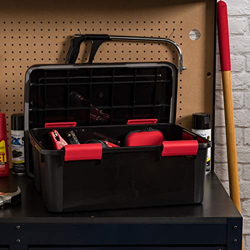 IRIS USA WeatherPro 31 Qt Storage Bins with Lids, 4 Pack, BPA-Free Plastic Gasket Box with Tight Latch and Seal, Stackable Nestable Tote Tub - Black/Red - size: 31 Qt. - 4 Pack