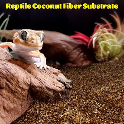 Hamiledyi Reptile Coconut Fiber Substrate Lizards Breathable Coconut Soil Tortoise Habitat Substrate Terrarium Bedding for Snake, Bearded Dragon, Gecko, Horned Frog, Hermit Crab, Tarantulas (1Pack)