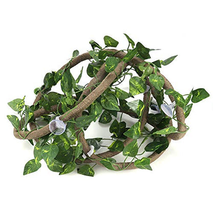 Wnvivi 9.8Ft Reptile Climbing Branch,Artificial Rattan Plants Reptile Box Decor,Simulated Vines with Leaves for Pet Habitat Decor(A1)