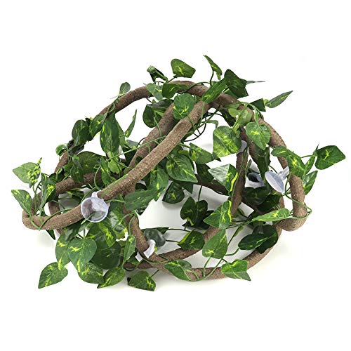 Reptile Climbing Branch | Flexible Jungle Vines 9.84ft | Bendable Rattan with Suction Cups | 3 Vines for Lizards/Chameleons/Tree Amphibians | Safe PU Material