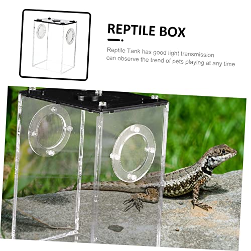 ibasenice Transparent Acrylic Reptile Box for Household Lizard and Small Animal Breeding Tank Viewing Cage Suitable for Spiders Lizards Frogs Corn Snakes and Small Reptiles