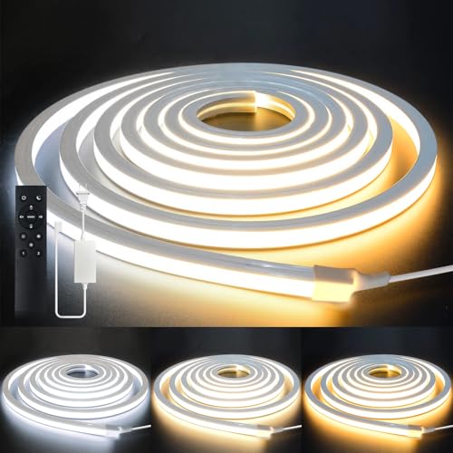 LED Strip Lights 9.8ft 110-120V,Dimmable Silicone Neon Rope Lights,Flexible Outdoor Waterproof Neon Strip Lights for Mirror,Kitchen,Cabinet,DIY Lighting - size: 9.8FT