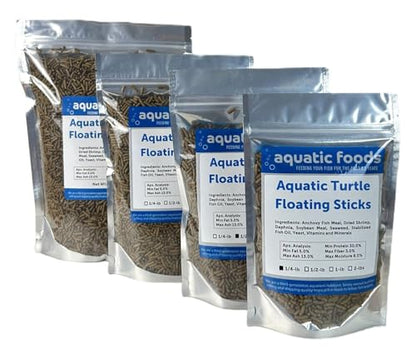 Aquatic Turtle 3/8" x 1/8" 30% Protein Floating Sticks for Aquatic & Semi Aquatic Red Ear, Painted. Map, Soft Shell Pond Turtles...WL…1/2-lb Foil Pouch Bag - size: 8 Ounce (Pack of 1)