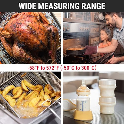 TempPro TP03B Digital Meat Thermometer for Cooking, Instant Read Thermometer with Backlight, Kitchen Food Thermometer for Grill Smoker BBQ Oil Deep Fry Candy Bread Coffee (Previously ThermoPro) - color: Bright red