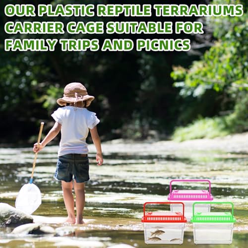 LemonRoad 25 Pcs Plastic Reptile Terrariums Carrier Cage Enclosure Snake Breeding Box Hatching Container Fish Tank with Ventilated Lid for Tarantula Spider Turtle Lizard (Classic,5.9x4.3x3.7 Inch) - color: Classic, size: 5.9x4.3x3.7 Inch