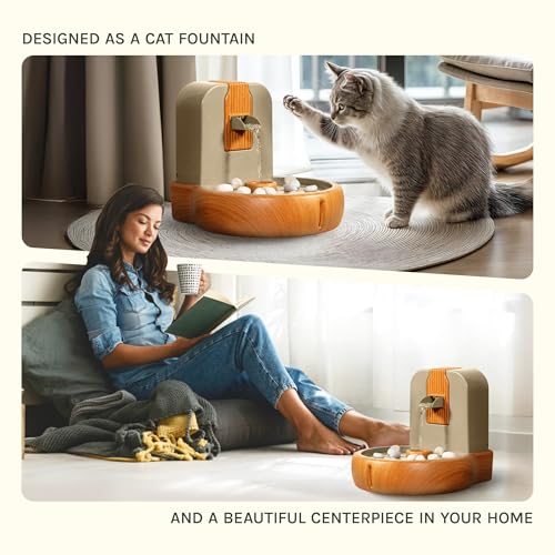 Cat Water Fountain – Eco-Friendly Zen Cat Fountain with Feng Shui Design, Splash-Free, Easy to Clean, Premium Filtration, Water Fountains for Cats Indoor, Great Cat