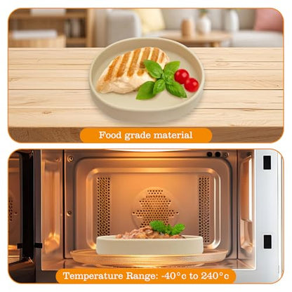 BNOSDM Silicone Dog Food Plate Shallow Dog Bowl Flat Cat Dish 1 Pack Small Puppy Plates for Small Dogs and Cats Whisker Fatigue Pet Feeding Bowls for Dry and Wet Food (Beige) - color: 1 Pcs - (Beige)