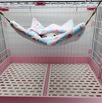 ISMARTEN Small Animal Hanging Hammock, Pet Hanging Nap Sack Sleep Bag Bed, Cage Hammock Beds for Ferret Guinea-Pig Sugar Glider Hamster Rat Mice Chinchilla Flying Gerbil and Squirrel (Pink) - color: Pink