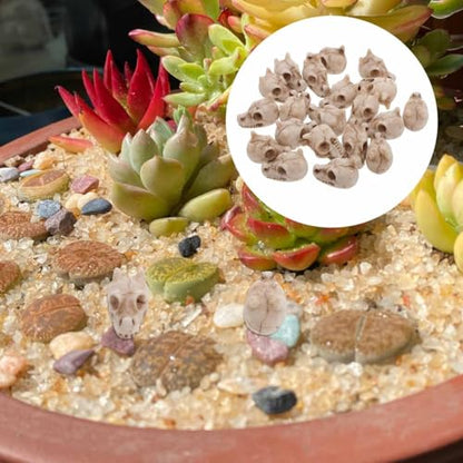 BESPORTBLE Mini Resin Dragon Skull Figurine, 20Pcs Halloween Skeleton Head Statue Miniature Dragon Skulls for Crafts Halloween Micro Landscape Decor