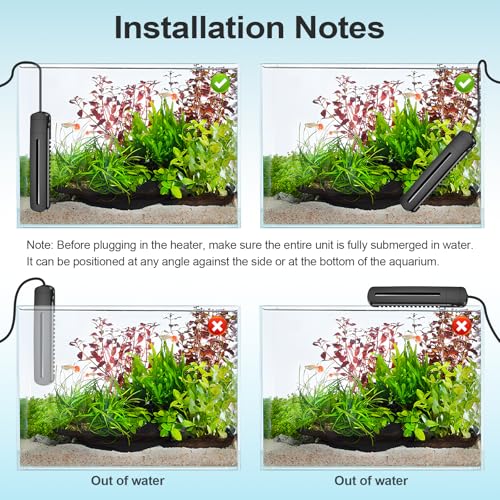HiTauing Aquarium Heater, 100W/200W/300W/500W Fish Tank Heater with Upgraded LED Large Display, Up/Down Control Buttons and Intelligent Leaving Water Automatic Power-Off for Saltwater and Freshwater - size: 500W for 75-135 Gallon