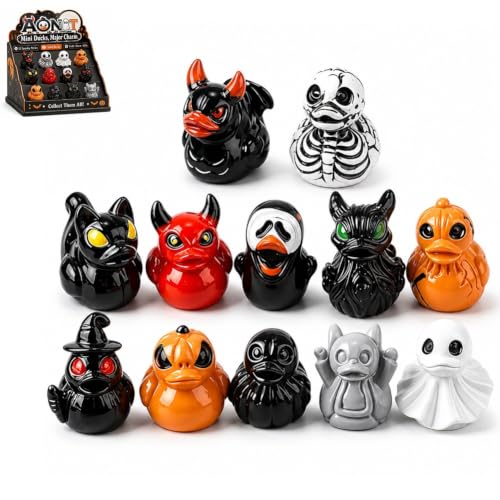 Mini Resin Ducks Figurines Set Devil Ghost Skull Designs Halloween Gothic Ducks Decorations Mini Resin Duck Figurines Spooky Cute Collectible Ornament Craft Terrarium Landscape Decor 12 Style - color: 3set