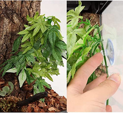 Pssopp Artificial Terrarium Plants, Reptiles Artificial Vine Plastic Fake Hanging Leaves Green Simulation Plant Reptile Terrarium Habitat Decor Aquarium Fish Ornament - size: 50cm