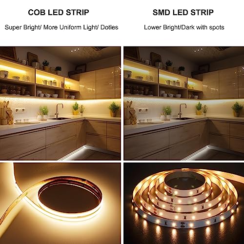 AXMOTUT 32.8ft COB LED Strip Lights Waterproof IP68, 3000K Warm White Outdoor 24V Dimmable Silicone LED Tape Lighting High Density, 6000LM+, 3200LEDs Clips and Screws(Power Supply Not Included) - size: 2700K/32.8ft-IP68