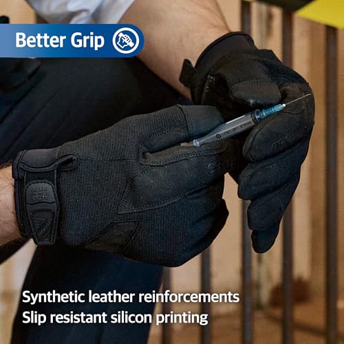 DEX FIT NPG420 Needle Resistant Gloves, ASTM F2878 Level 4 Palm & Lvl 3 Finger, ANSI Cut A9 Heavy Duty Industrial Protection, Multi-Layered Steel Mesh Puncture Proof Work Gloves, Black, XXL, 1 Pair - size: XX-Large
