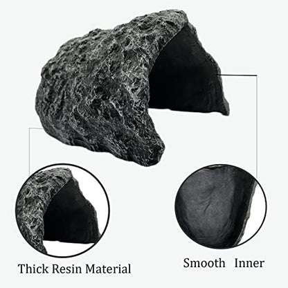 Large Realistic Rock Reptile Hide Cave, Terrarium Aquarium Decor Hideout for Bearded Dragons, Lizards, Snakes, Geckos, Turtles & Tortoises