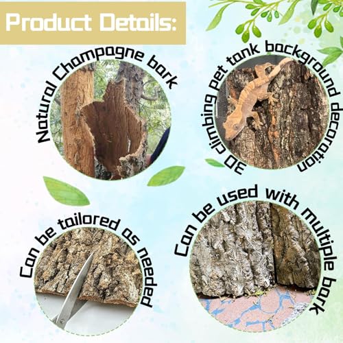 4PCS Cork Terrarium Background 15.7x11.8in Natural Cork Large Bark Climbing Mat Habitat Decoration Chameleons, Lizards, Turtles Glass Jar Decoration - size: 4PCS-15.7x11.8in