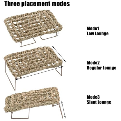 Yesland 2 Pack Bearded Dragon Hammock Reptile Tank Climbing Accessories Decor Lounger for Rest Basking Platform Metal Legs Bed Habitat for Lizard Leopard Gecko Snake Hermit Crab and Frog (Rectangle)