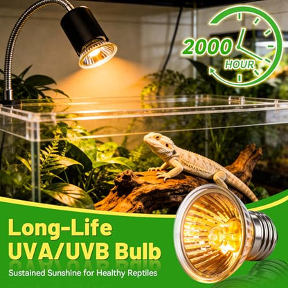 50W UVA UVB Reptile Light Bulb Heat Lamp Bulbs E26 Heat lamp for Reptiles Amphibian Tanks Terrariums Fit for Turtle Lizard Snake Pack of 4