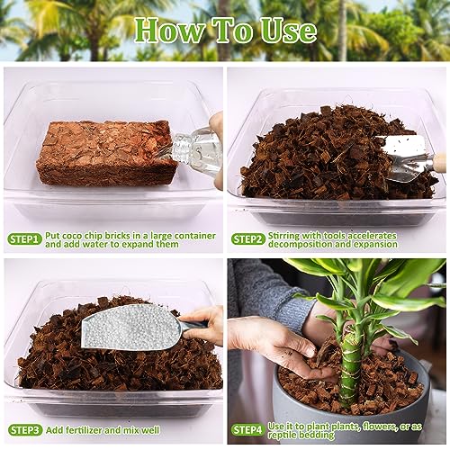 Riare 10 Pack Coco Chips Substrate for Plants- 11lb 100% Organic Coconut Husk Brick with Low EC and pH Balanced, High Expansion Coconut Substrate Coco Husk Mulch for Garden Flowers, Herbs, Planting - color: 10 Pack