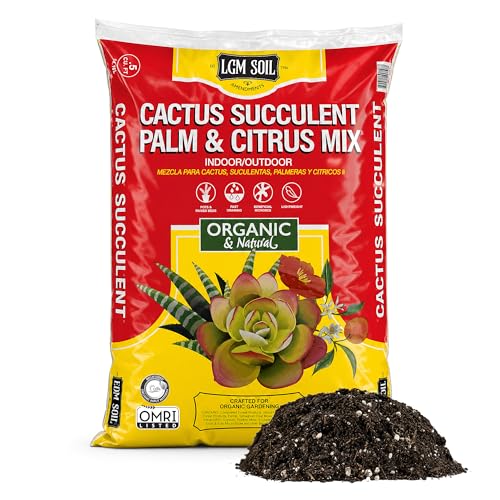 Premium Cactus & Succulent Soil Mix (0.5 Cu Ft) – Root Rot Protection with Volcanic Ash & Chicken Manure – Fast Draining Mix for Indoor Plants, Aloe, Citrus, & Palms – Organic, Ready-to-Use