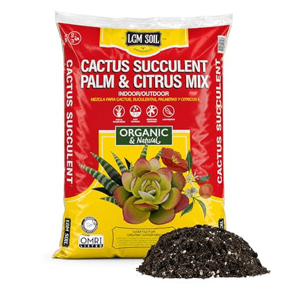 Premium Cactus & Succulent Soil Mix (0.5 Cu Ft) – Root Rot Protection with Volcanic Ash & Chicken Manure – Fast Draining Mix for Indoor Plants, Aloe, Citrus, & Palms – Organic, Ready-to-Use