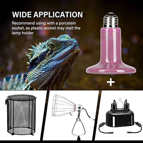 Simple Deluxe 150W 2-Pack Ceramic Heat Emitter Reptile Heat Bulb No Light, LCD Digital Aquarium Thermometer, for Reptile Amphibian, 4 Pack, Purple - color: Purple, size: 4 Pack