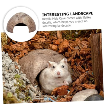 2-Pack Coconut Shell Reptile Hideout 4.72In Natural Coir Pet Shelter for Gecko Lizard Hermit Crab Terrarium Safe Habitat