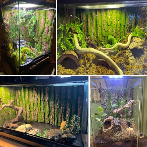 kathson Reptile Cork Terrarium Background Decor Climbing Mat Habitat Fitting Bark Backdrop Wall Artificial Moss for Lizard Gecko Bearded Dragon Chameleon(3 Pcs)