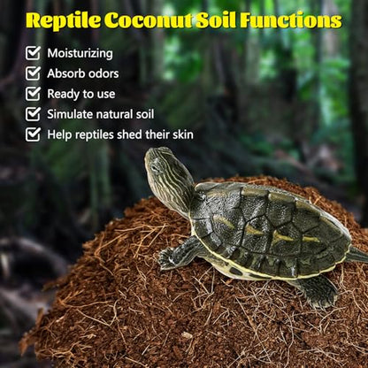 Hamiledyi Reptile Coconut Fiber Substrate Lizards Breathable Coconut Soil Tortoise Habitat Substrate Terrarium Bedding for Snake, Bearded Dragon, Gecko, Horned Frog, Hermit Crab, Tarantulas (1Pack)